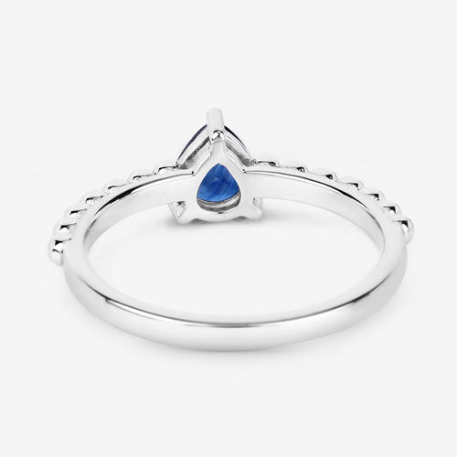 Bague de fiançailles en saphir bleu véritable de 0,50 carat en or blanc 14K