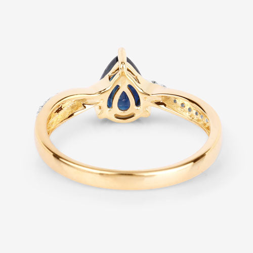 Anillo de Zafiro Azul y Diamante de 1.17 Quilates en Oro Amarillo de 14K