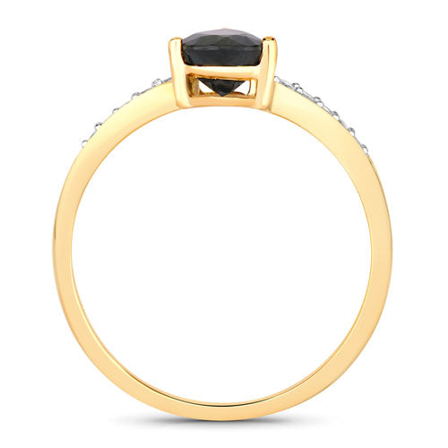 0.89 Carat Blue Sapphire and Diamond 14K Yellow Gold Engagement Ring