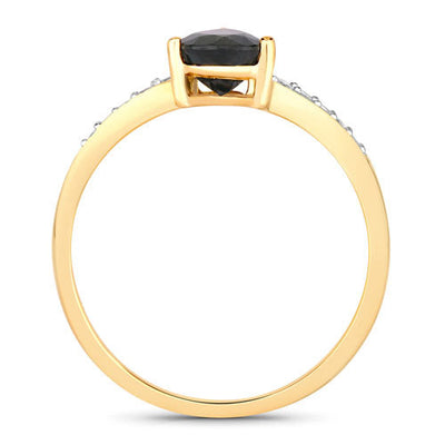 0.89 Carat Blue Sapphire and Diamond 14K Yellow Gold Engagement Ring