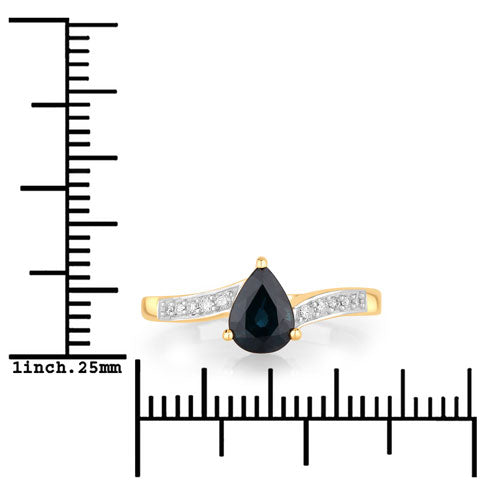 0.89 Carat Blue Sapphire and Diamond 14K Yellow Gold Engagement Ring