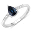 Bague de fiançailles en saphir bleu et diamant de 0,86 carat en or blanc 14K