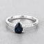Bague de fiançailles en saphir bleu et diamant de 0,86 carat en or blanc 14K