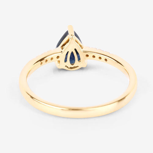 0.86 Carat Blue Sapphire and Diamond 14K Yellow Gold Engagement Ring