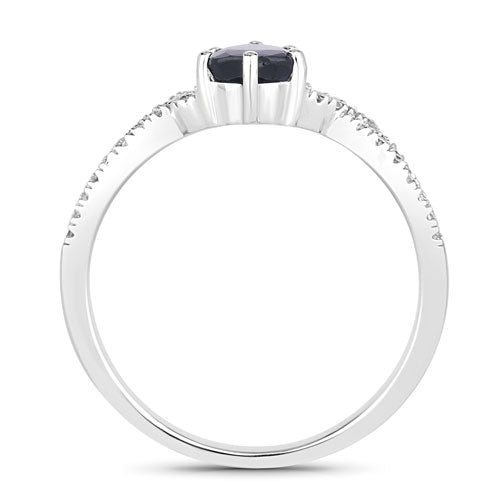 Bague de fiançailles en saphir bleu de 1,14 carat et diamants en or blanc 14K