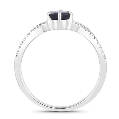 1.14 Carat Blue Sapphire & Diamond 14K White Gold Engagement Ring