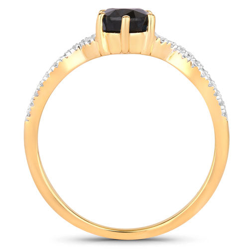 Bague de fiançailles en saphir bleu et diamant de 1,14 carat en or jaune 14K