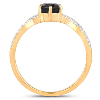 1.14 Carat Blue Sapphire & Diamond 14K Yellow Gold Engagement Ring