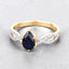 Bague de fiançailles en saphir bleu et diamant de 1,14 carat en or jaune 14K