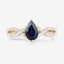 Bague de fiançailles en saphir bleu et diamant de 1,14 carat en or jaune 14K