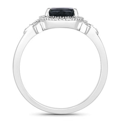 1.54 Carat Blue Sapphire & Diamond 14K White Gold Engagement Ring