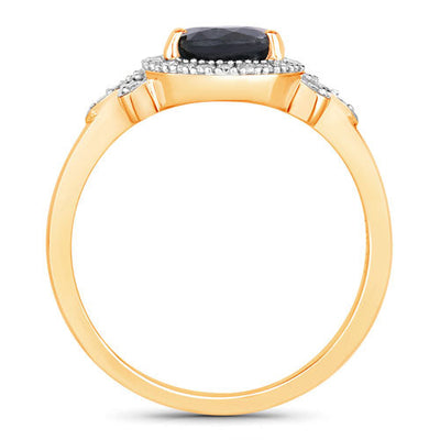 1.54 Carat Blue Sapphire and Diamond 14K Yellow Gold Engagement Ring