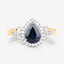 Bague de fiançailles en saphir bleu et diamant de 1,54 carat en or jaune 14K