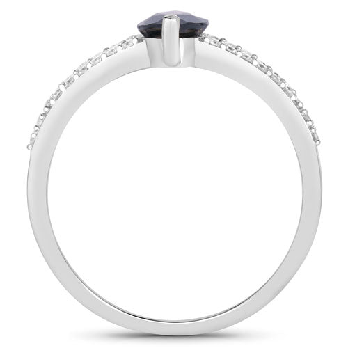 1.49 Carat Blue Sapphire and Diamond 14K White Gold Engagement Ring