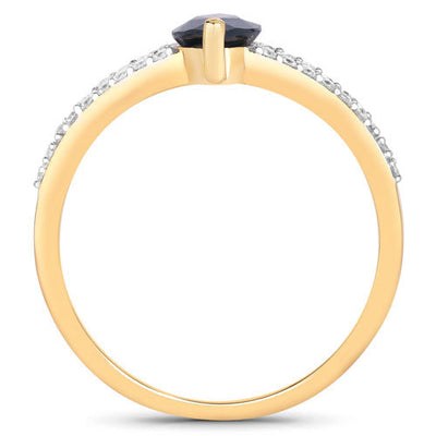 Bague de fiançailles en saphir bleu et diamant de 1,50 carat en or jaune 14K