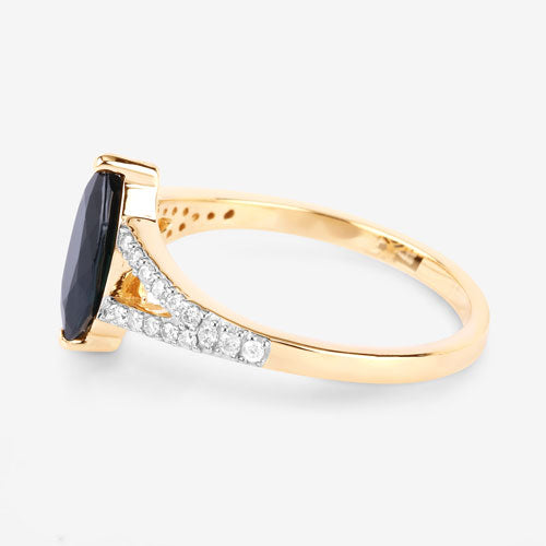 1.50 Carat Blue Sapphire and Diamond 14K Yellow Gold Engagement Ring