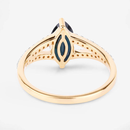 1.50 Carat Blue Sapphire and Diamond 14K Yellow Gold Engagement Ring