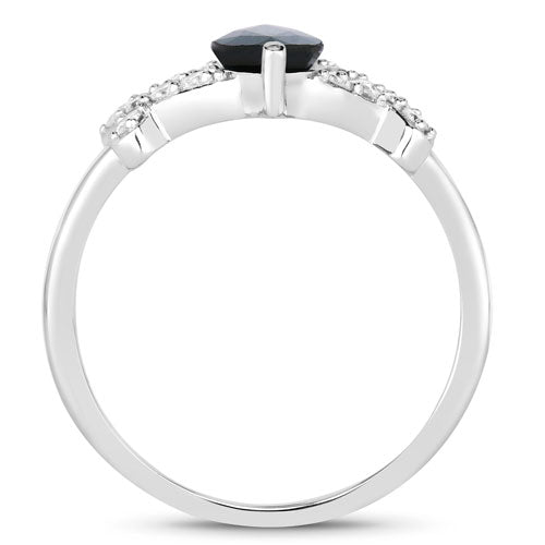 1.50 Carat Blue Sapphire and Diamond 14K White Gold Engagement Ring