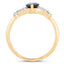 Anillo de Compromiso de Zafiro Azul y Diamante de 1.50 Quilates en Oro Amarillo de 14K