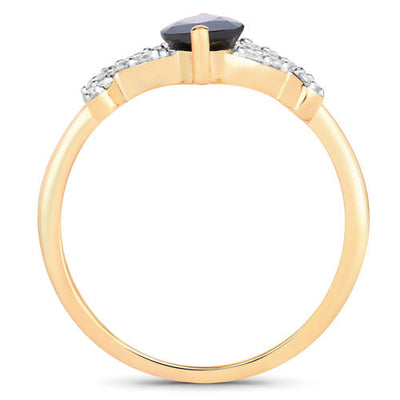1.50 Carat Blue Sapphire & Diamond 14K Yellow Gold Engagement Ring