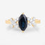 Anillo de Compromiso de Zafiro Azul y Diamante de 1.50 Quilates en Oro Amarillo de 14K