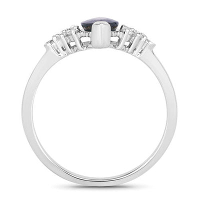 1.47 Carat Blue Sapphire and Diamond 14K White Gold Engagement Ring
