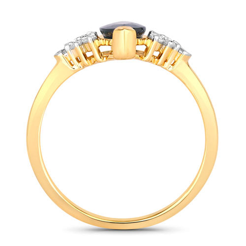 Bague en or jaune 14K avec saphir bleu de 1,47 carat et diamants
