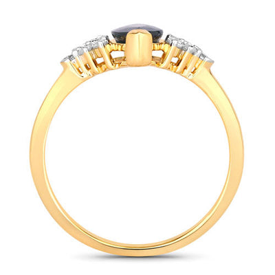 Bague en or jaune 14K avec saphir bleu de 1,47 carat et diamants