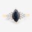 Bague en or jaune 14K avec saphir bleu de 1,47 carat et diamants