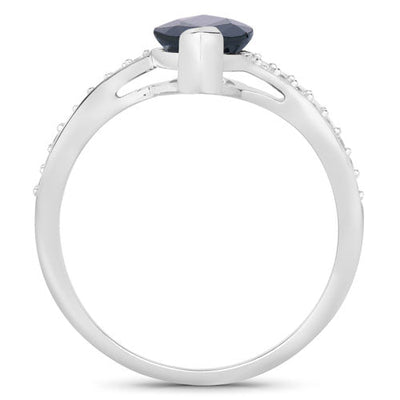 2.26 Carat Blue Sapphire and Diamond 14K White Gold Engagement Ring