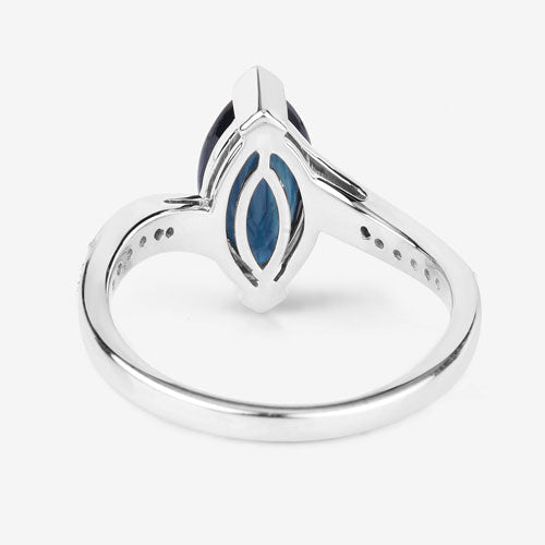 Bague de fiançailles en saphir bleu et diamant de 2,26 carats en or blanc 14K