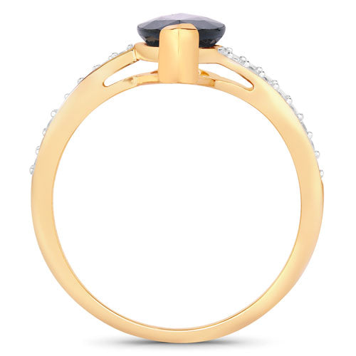 Bague de fiançailles en or jaune 14K avec saphir bleu et diamants de 2,26 carats