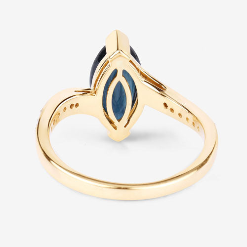Bague de fiançailles en or jaune 14K avec saphir bleu et diamants de 2,26 carats