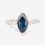 Bague de fiançailles en or jaune 14K avec saphir bleu et diamants de 2,26 carats