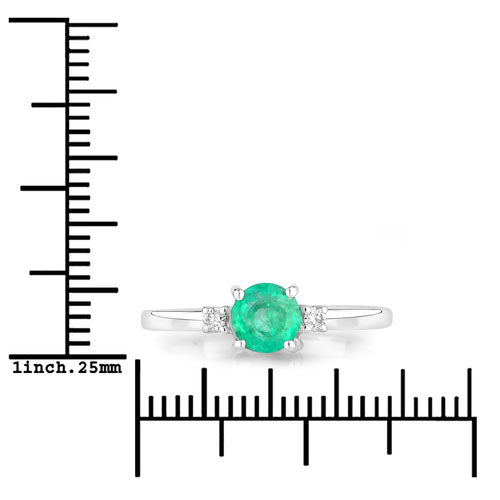 0.71 Carat Zambian Emerald & Diamond 14K White Gold Engagement Ring