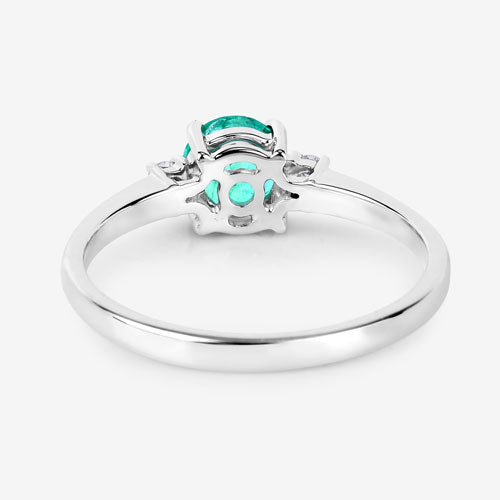 0.71 Carat Zambian Emerald & Diamond 14K White Gold Engagement Ring