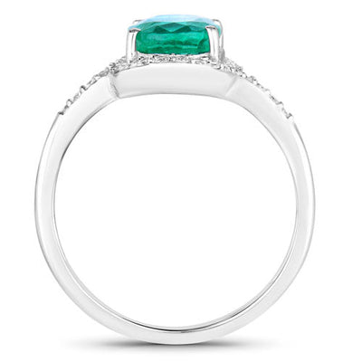 1.92 Carat Zambian Emerald & Diamond 14K White Gold Engagement Ring