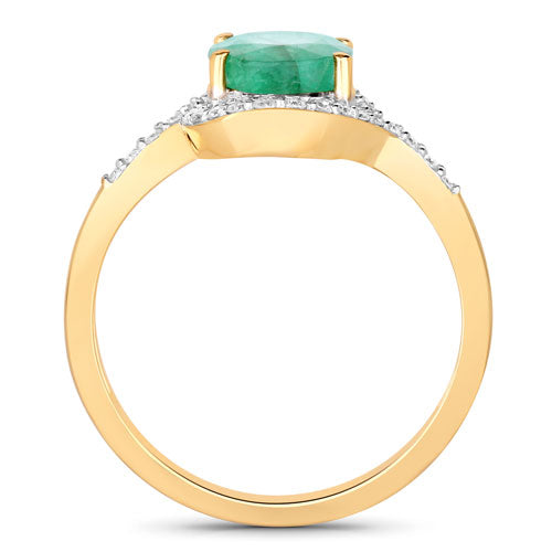 Anillo de Compromiso de Esmeralda Zambiana y Diamante de 1.92 Quilates en Oro Amarillo de 14K