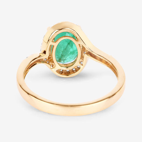 Anillo de Compromiso de Esmeralda Zambiana y Diamante de 1.92 Quilates en Oro Amarillo de 14K