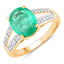Anillo de Compromiso de Esmeralda Zambiana y Diamante de 2.29 Quilates en Oro Amarillo de 14K