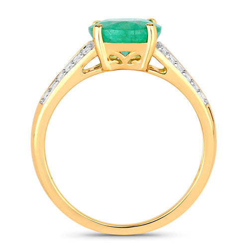 Anillo de Compromiso de Esmeralda Zambiana y Diamante de 2.29 Quilates en Oro Amarillo de 14K