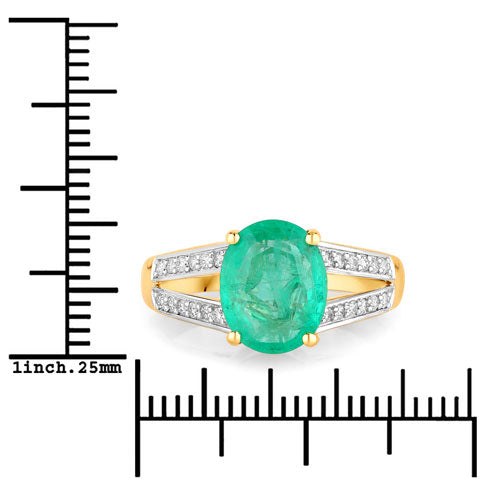 Anillo de Compromiso de Esmeralda Zambiana y Diamante de 2.29 Quilates en Oro Amarillo de 14K