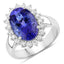 Bague en Or Blanc 14K avec Tanzanite et Diamants Blancs de 5,92 Carats