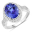 Anillo de 4.12 quilates de tanzanita genuina y diamantes en oro blanco de 14 quilates