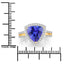 Bague en or jaune 14K avec tanzanite véritable de 4,10 carats et diamants blancs