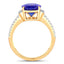 Bague en or jaune 14K avec tanzanite véritable de 4,20 carats et diamants blancs