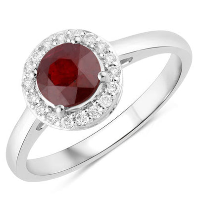 1.12 Carat Ruby and Diamond 14K White Gold Engagement Ring