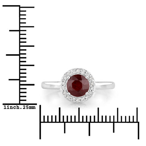 Bague de fiançailles en rubis et diamants de 1,12 carat en or blanc 14K