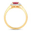 1.12 Carat Ruby and Diamond Halo Ring in 14K Yellow Gold