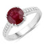 Anillo de Compromiso de Rubí y Diamante de 2.20 Quilates en Oro Blanco de 14K